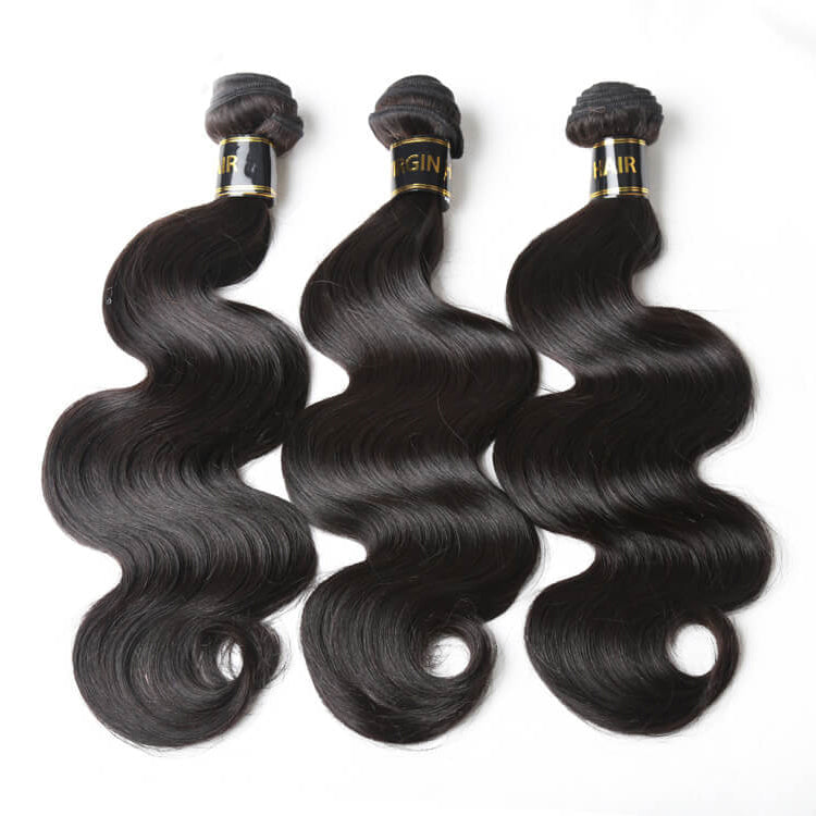 set of three virgin body wave hair bundles - 100% mink hair