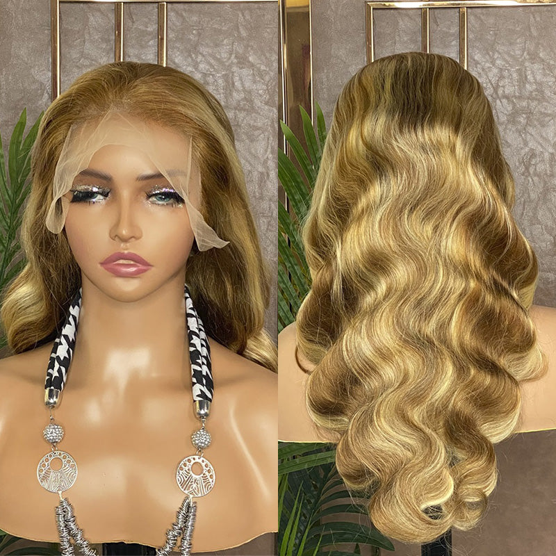 30/613 Blonde Highlight Wig Body Wave Human Hair Wig 13x4 Lace Front Wig