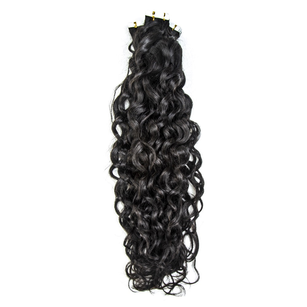 Unprocessed Raw Virgin Tape ins Indian Water Wave Tape In Hair Extensions 100% Human Hair