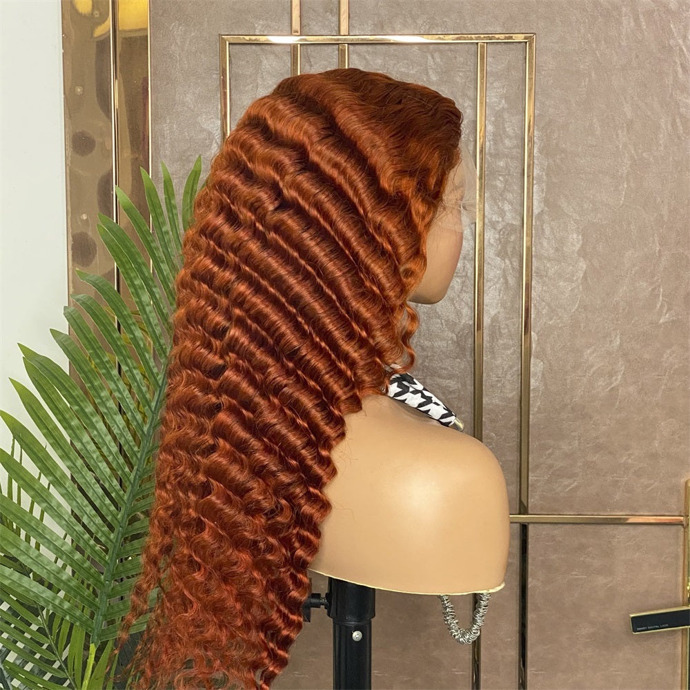 Ginger #350 Color 13x4 Lace Front Wig Deep Wave Human Hair Wig
