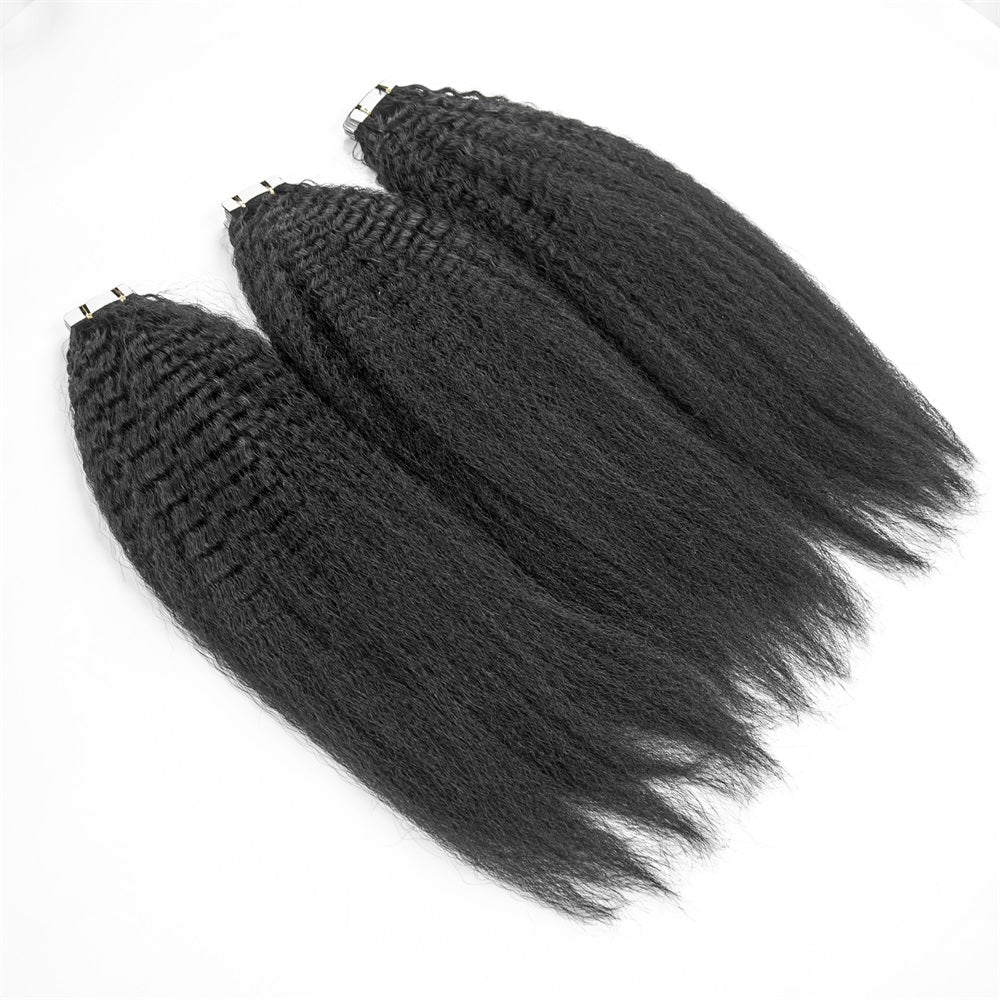 Cuticle Aligned Unprocessed Virgin hair Kinky Straight Tape Hair Extension Tape Ins