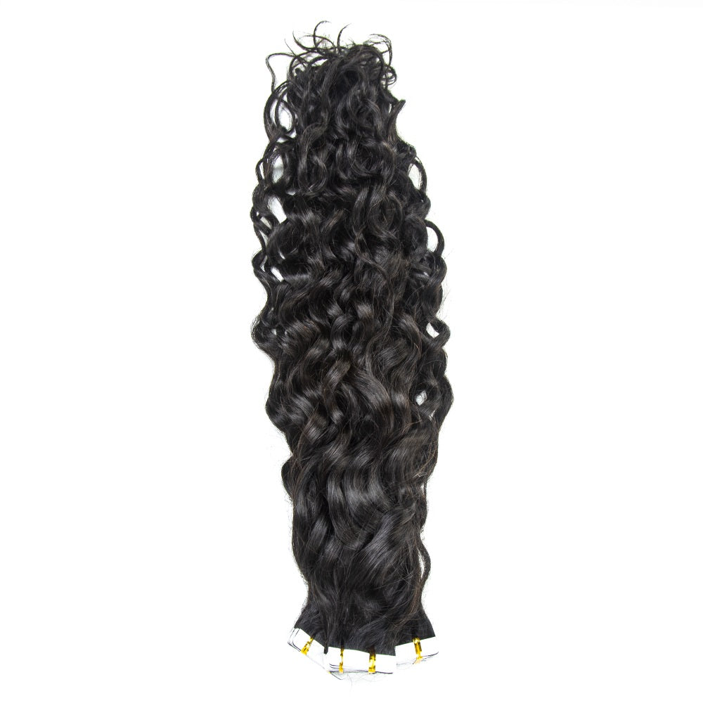 Unprocessed Raw Virgin Tape ins Indian Water Wave Tape In Hair Extensions 100% Human Hair