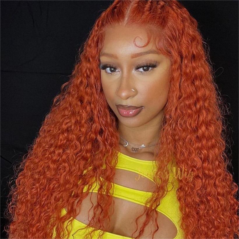 Ginger #350 Color 13x4 Lace Front Wig Deep Wave Human Hair Wig