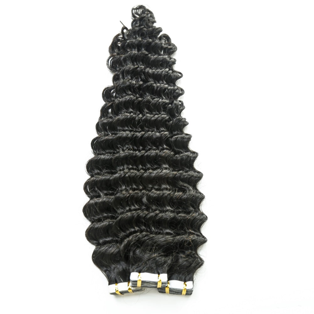 Virgin Human Hair Deep Wave Tape in Hair Extension Unprocessed Hair Deep Wave Tape ins