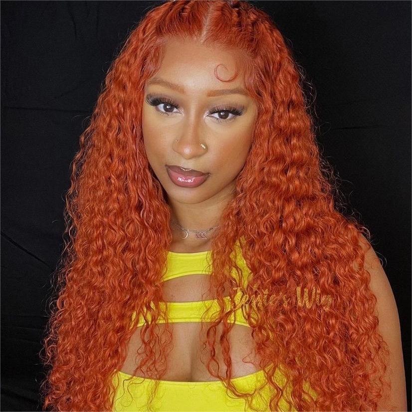 Ginger #350 Color 13x4 Lace Front Wig Deep Wave Human Hair Wig