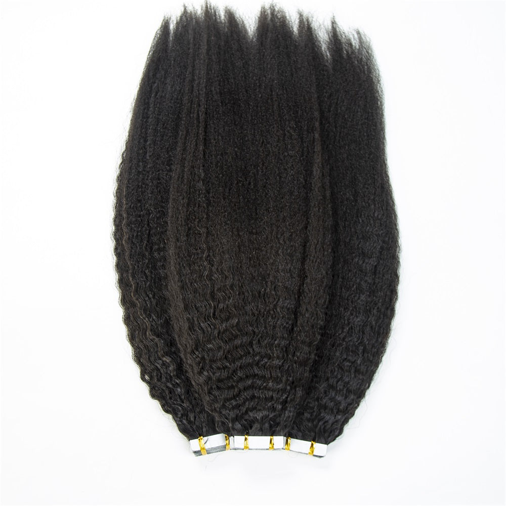 Cuticle Aligned Unprocessed Virgin hair Kinky Straight Tape Hair Extension Tape Ins