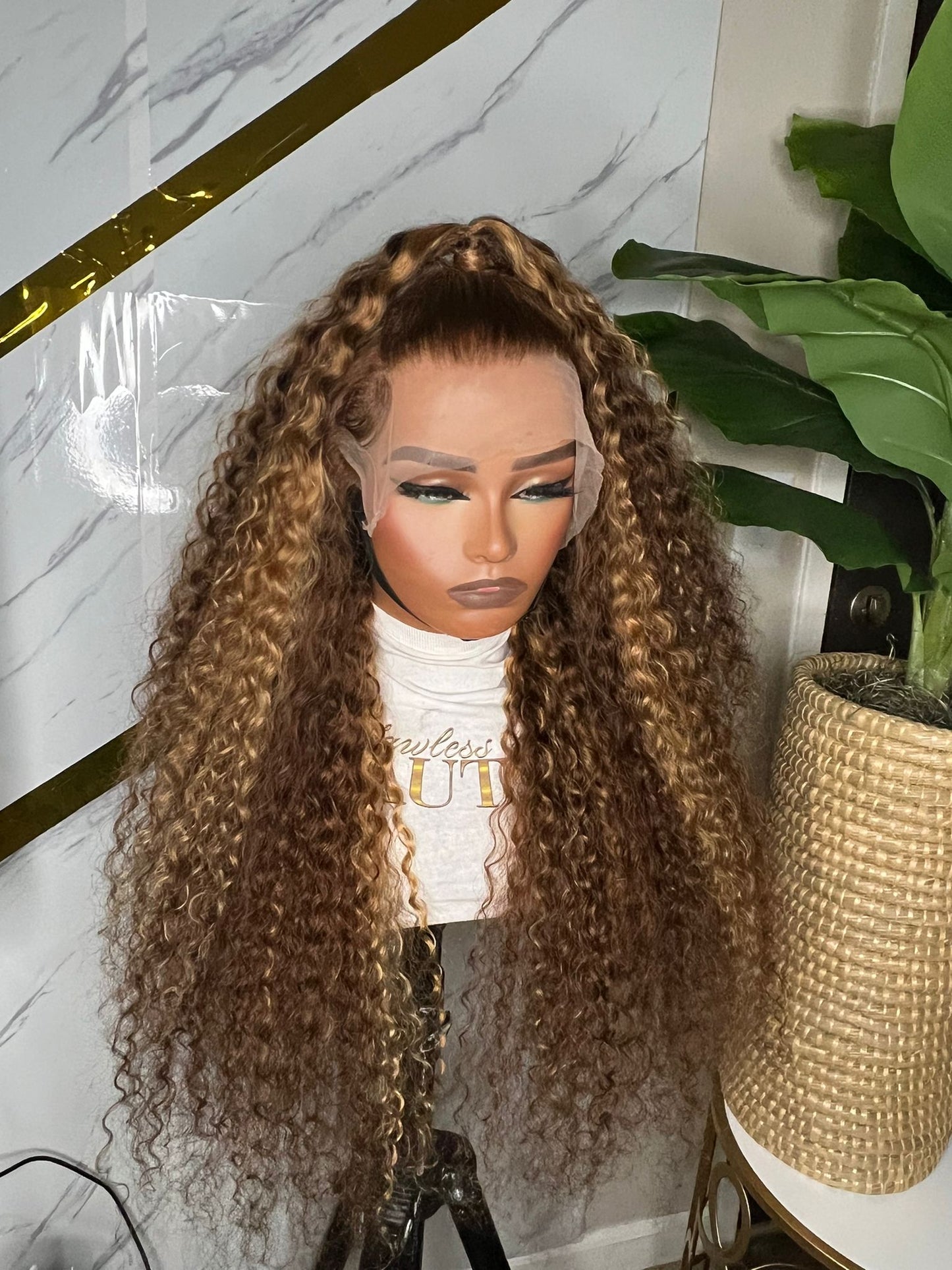 Highlight 4/27 Brown Color Water Wave Wig 13x4 Lace Front Human Hair Wig