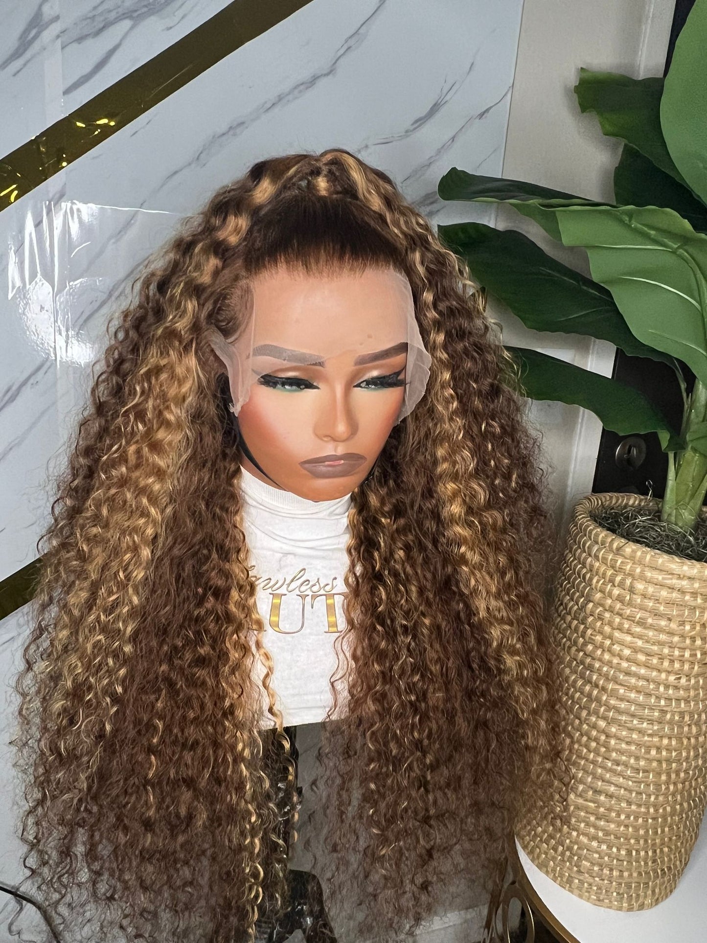 Highlight 4/27 Brown Color Water Wave Wig 13x4 Lace Front Human Hair Wig