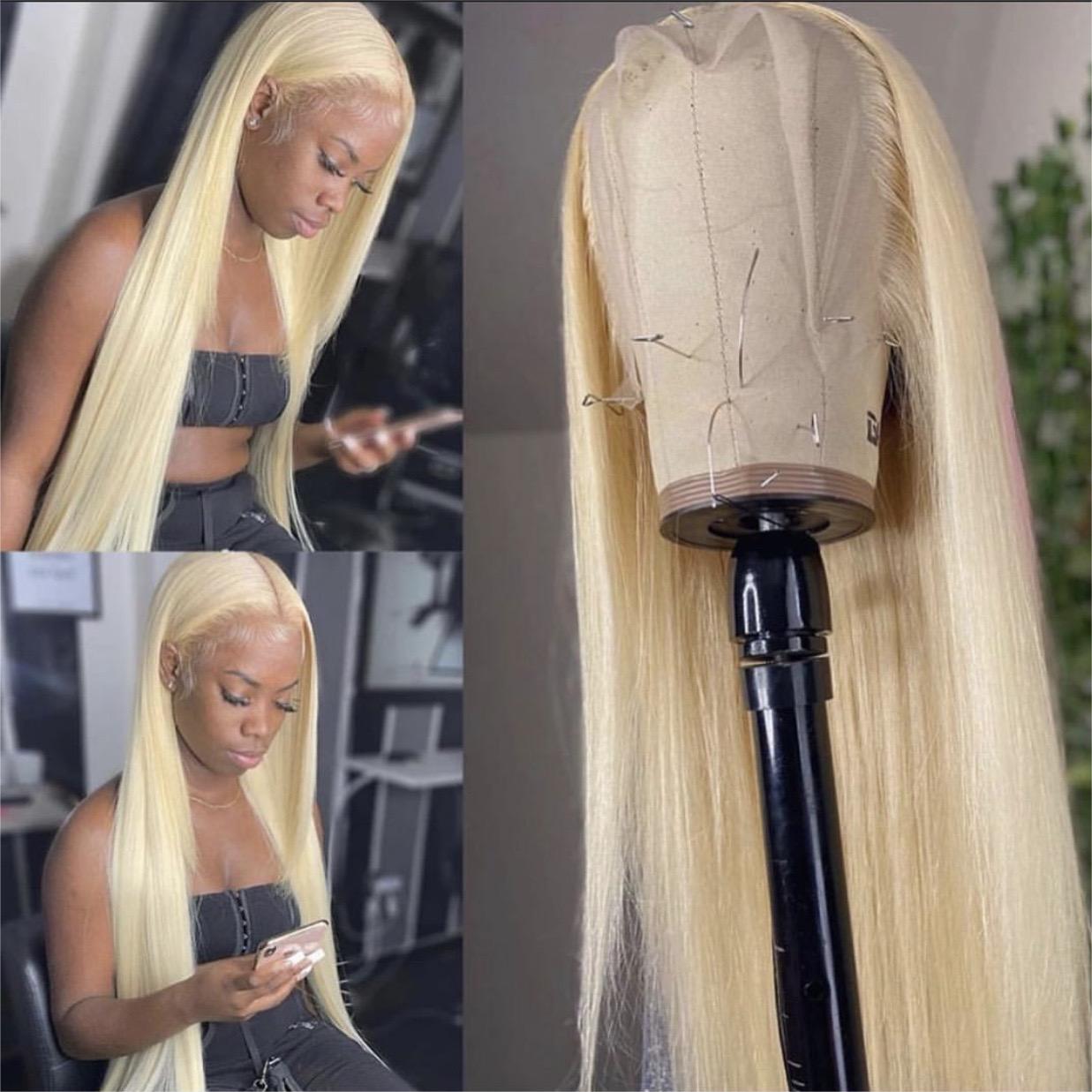 613 Blonde Lace Front Wig Straight Blonde Wig 13x4 Lace Frontal Wig 613 Human Hair Wig