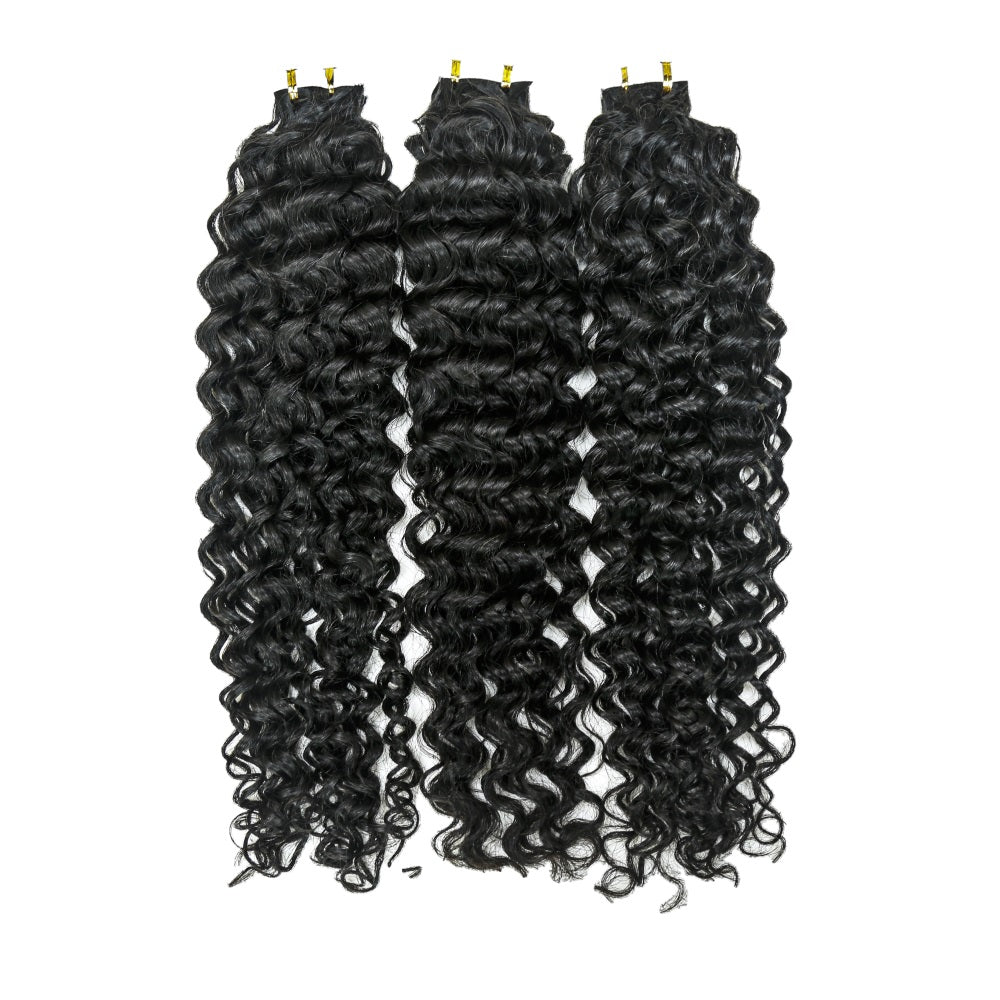 Invisible Tape In Virgin Jerry Curl Tape Ins Hair Extensions 100% Human Hair