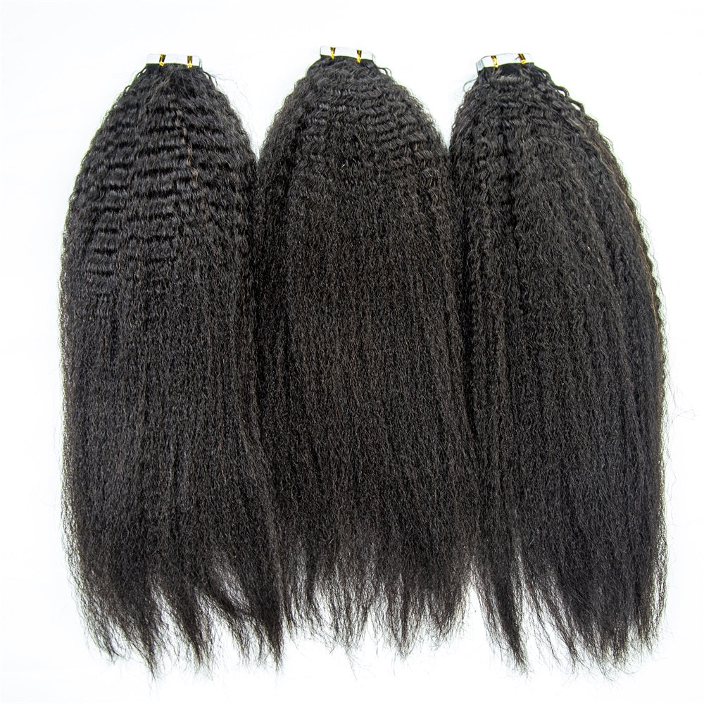 Cuticle Aligned Unprocessed Virgin hair Kinky Straight Tape Hair Extension Tape Ins
