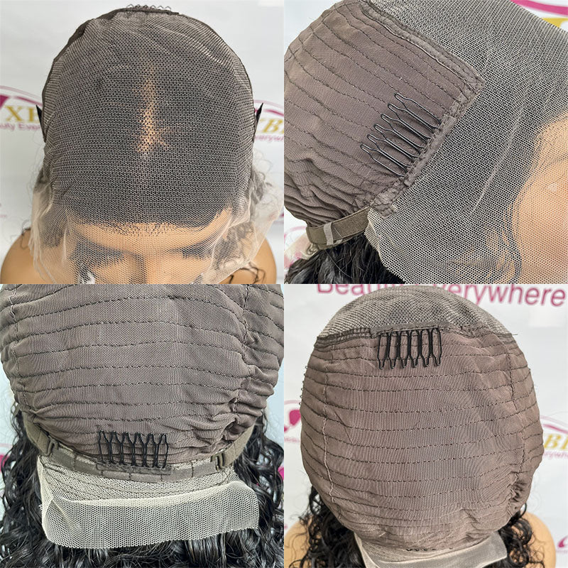 13x6 Short Lace Front Human Hair Bob Wig Water Wave Wig