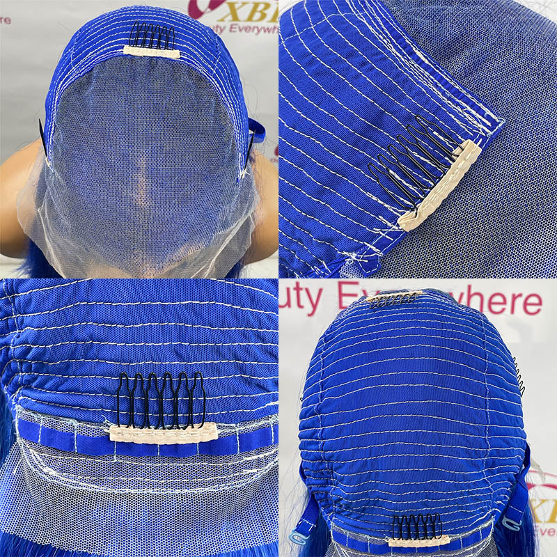 Short Straight Lace Front Wig 13x6 Dark Blue Straight Lace Front Bob Wigs
