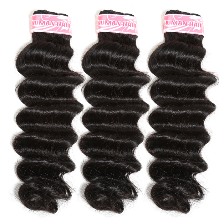 9A Hot Selling 3PCS Loose Deep Human Hair Bundles