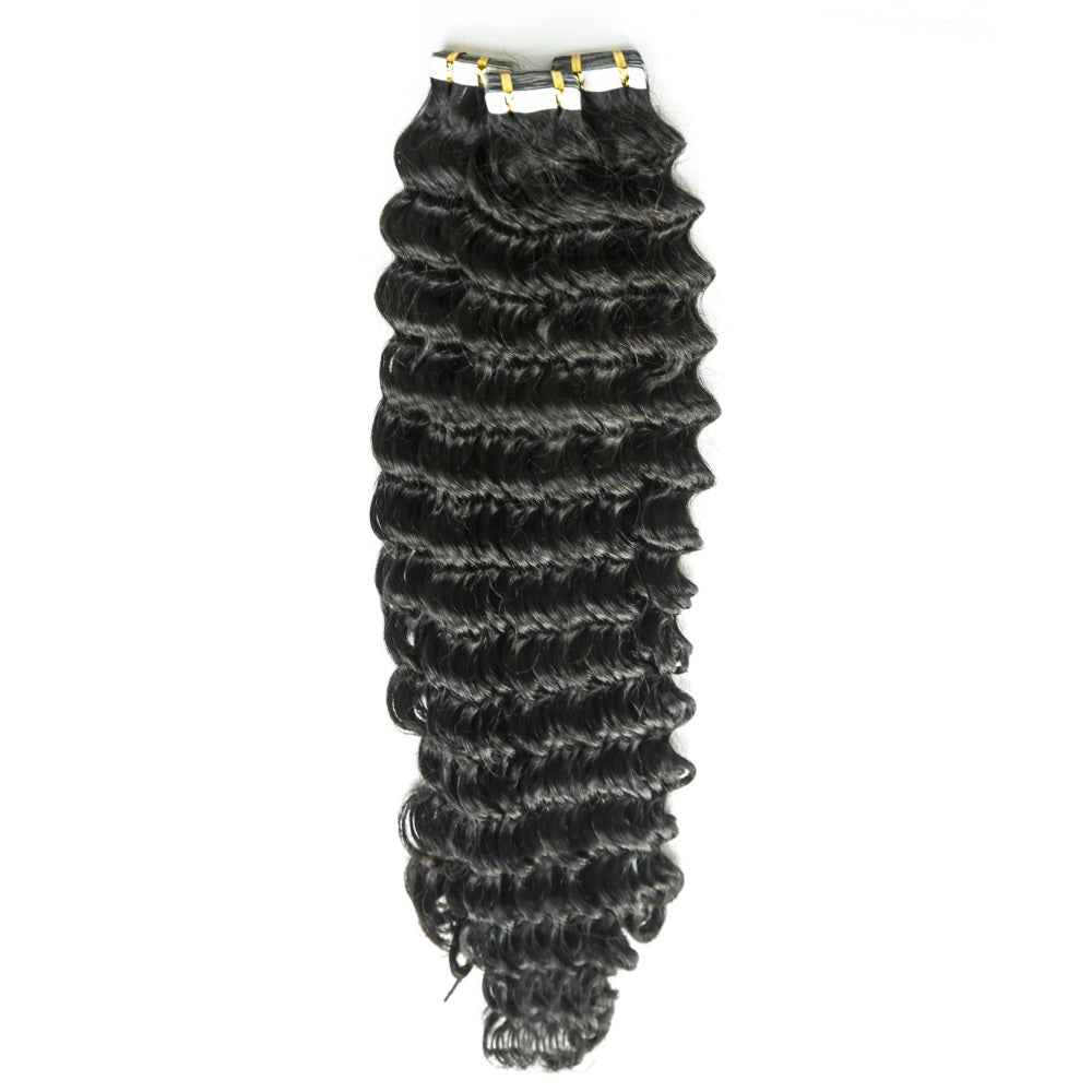 Virgin Human Hair Deep Wave Tape in Hair Extension Unprocessed Hair Deep Wave Tape ins