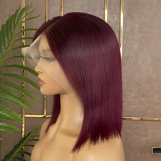 13x6 Lace Front Wig 99J Bob Wig Burgundy Bob Wig