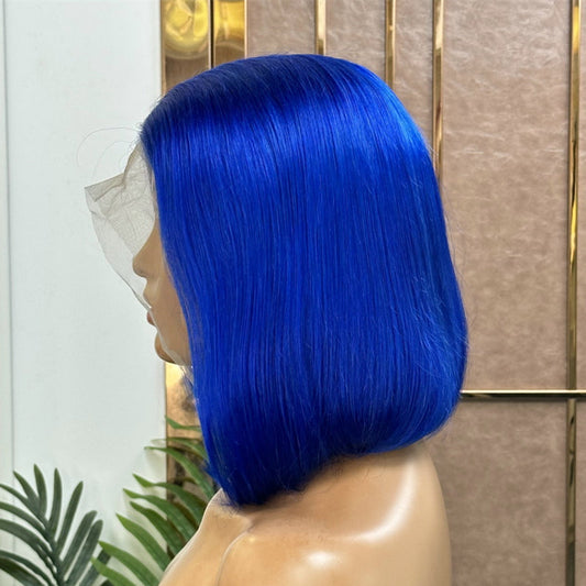 Short Straight Lace Front Wig 13x6 Dark Blue Straight Lace Front Bob Wigs